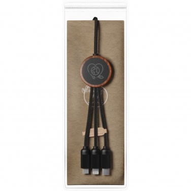 Logo trade corporate gift photo of: SCX.design C36 3-in-1 rPET light-up logo extended charging cable with round bamboo casing