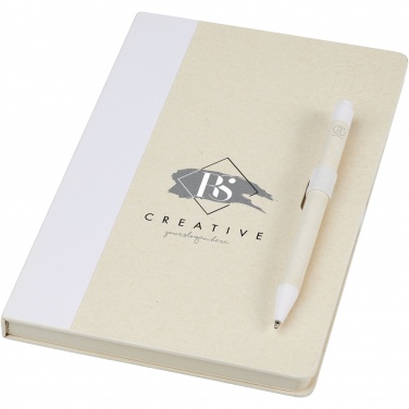 Logo trade business gifts image of: Dairy Dream A5 size reference recycled milk cartons notebook and ballpoint pen set