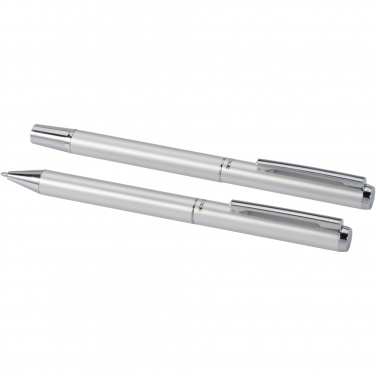Logo trade advertising products image of: Lucetto recycled aluminium ballpoint and rollerball pen gift set