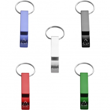 Logo trade promotional products image of: Tao RCS recycled aluminium bottle and can opener with keychain 