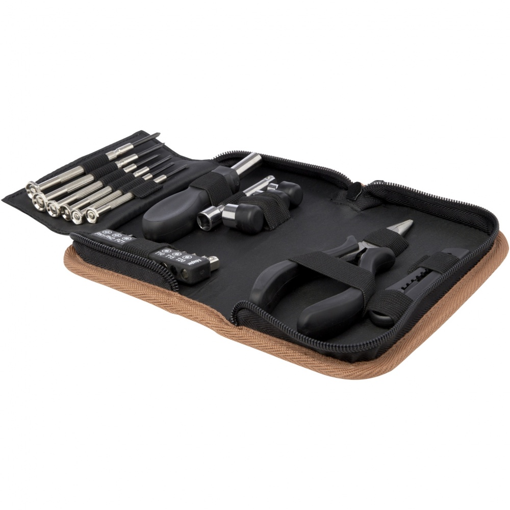 Logo trade promotional merchandise image of: Spike 24-piece RCS recycled plastic tool set with cork pouch
