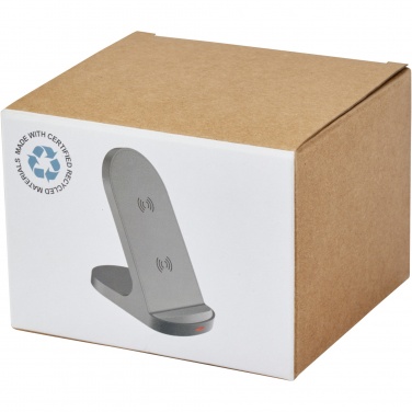 Logo trade promotional gifts picture of: Loop 15W dual coil RCS recycled plastic wireless charging stand