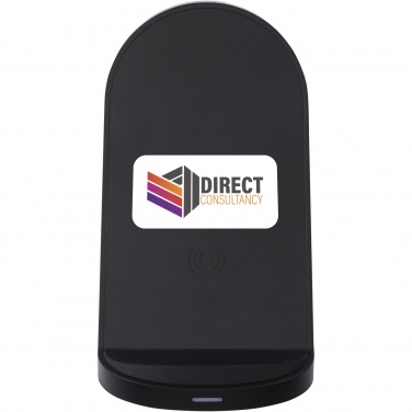 Logo trade promotional items image of: Loop 15W dual coil RCS recycled plastic wireless charging stand