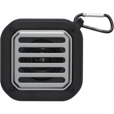 Logotrade business gift image of: Solo 3W IPX5 RCS recycled plastic solar Bluetooth® speaker with carabiner 