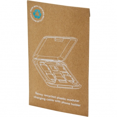 Logo trade promotional giveaways picture of: Savvy recycled plastic modular charging cable with phone holder