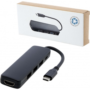 Logotrade promotional merchandise picture of: Loop RCS recycled plastic multimedia adapter USB 2.0-3.0 with HDMI port