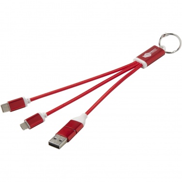 Logo trade promotional items picture of: Metal 4-in-1 recycled aluminium charging cable with keychain