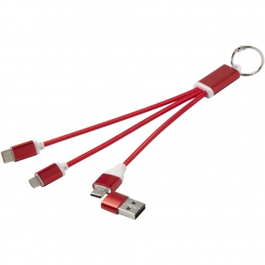 Logo trade business gift photo of: Metal 4-in-1 recycled aluminium charging cable with keychain
