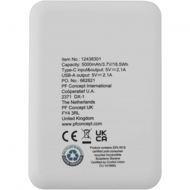 Logotrade promotional product picture of: Asama 5000 mAh Type-C recycled plastic power bank