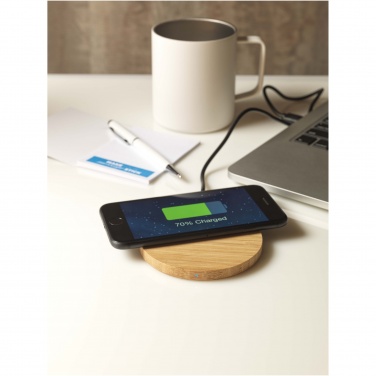 Logo trade promotional gifts picture of: Essence 15W bamboo wireless charging pad