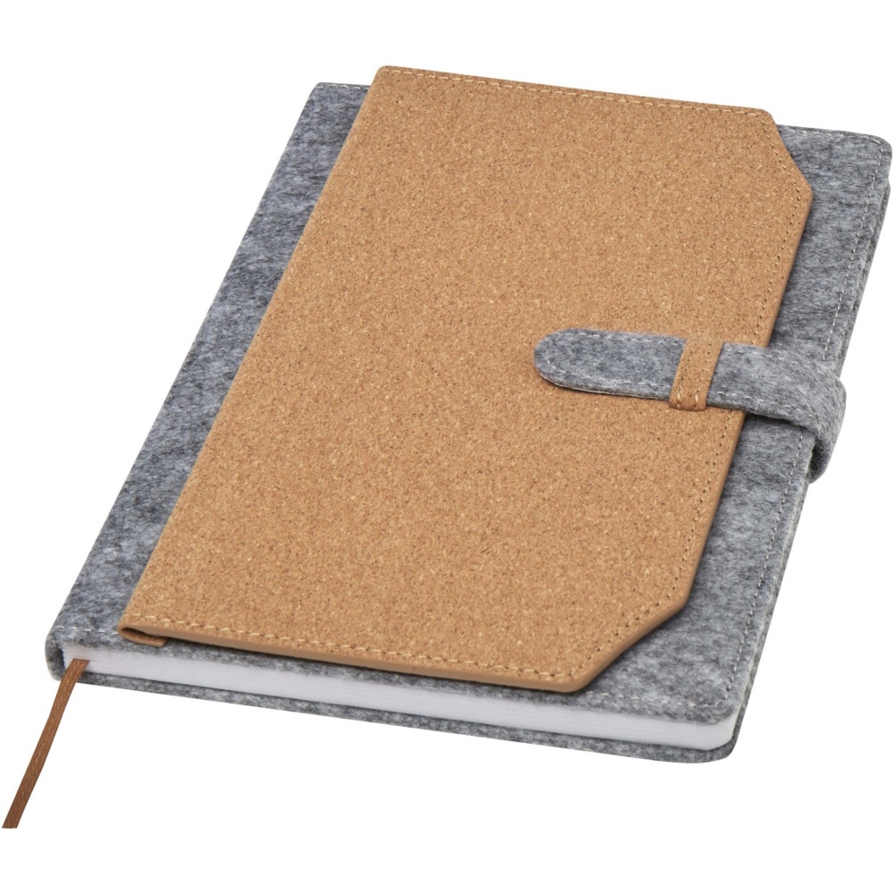 Logo trade promotional item photo of: Viviana A5 recycled felt and cork notebook