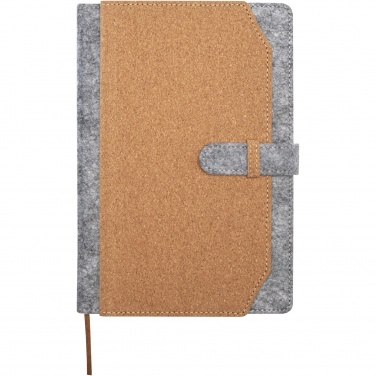Logo trade promotional merchandise image of: Viviana A5 recycled felt and cork notebook