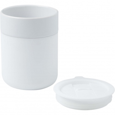 Logo trade advertising products image of: Java 330 ml ceramic tumbler with silicone wrap and plastic lid