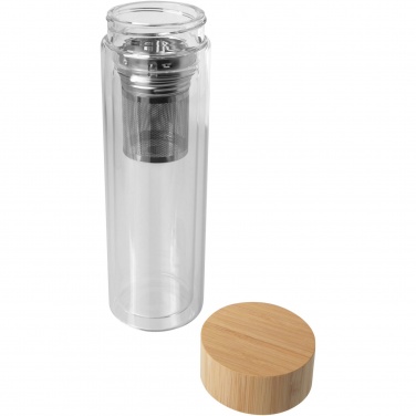 Logotrade business gifts photo of: Bailey 400 ml borsilicate glass infuser bottle with bamboo lid
