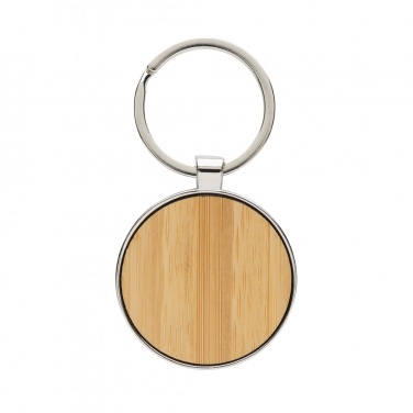 Logo trade promotional merchandise image of: RCS recycled zinc alloy round keychain with bamboo