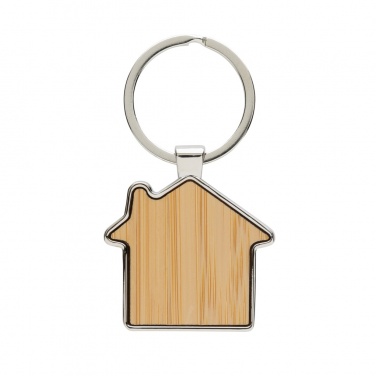 Logotrade promotional gifts photo of: RCS recycled zinc alloy house keychain with bamboo