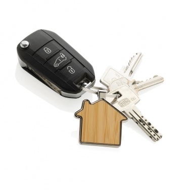 Logotrade promotional gift picture of: RCS recycled zinc alloy house keychain with bamboo