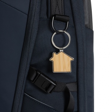 Logo trade promotional merchandise picture of: RCS recycled zinc alloy house keychain with bamboo