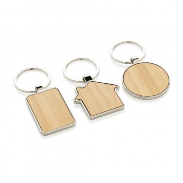 Logotrade promotional giveaway picture of: RCS recycled zinc alloy house keychain with bamboo