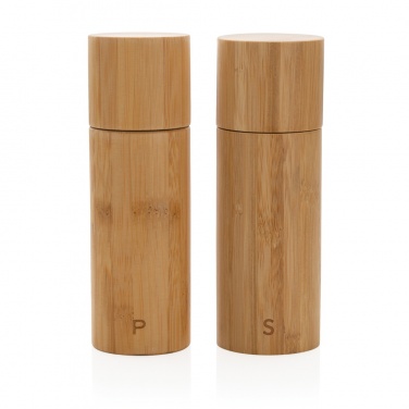 Logo trade promotional giveaways image of: Ukiyo bamboo salt and pepper mill set