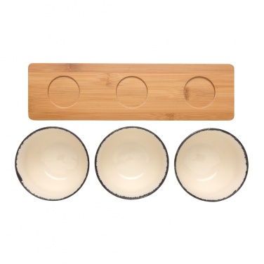 Logo trade promotional merchandise picture of: Ukiyo 3pc serving bowl set with bamboo tray