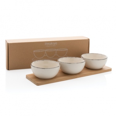 Logo trade promotional gifts image of: Ukiyo 3pc serving bowl set with bamboo tray