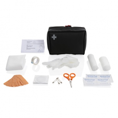 Logo trade corporate gifts image of: RCS recycled nubuck PU pouch  first aid set