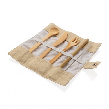 Logo trade advertising products picture of: Reusable bamboo travel cutlery set
