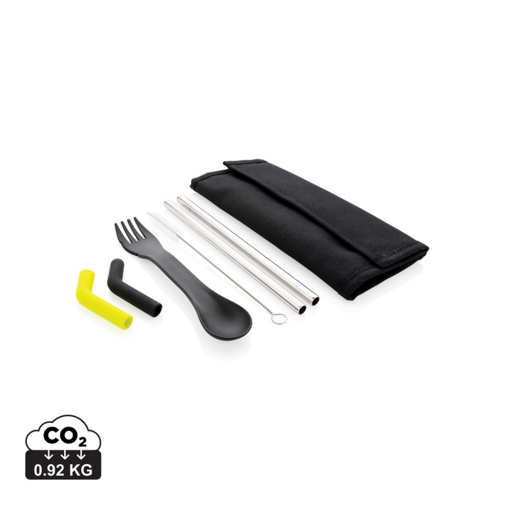 Logotrade promotional giveaways photo of: Tierra 2pcs straw and cutlery set in pouch