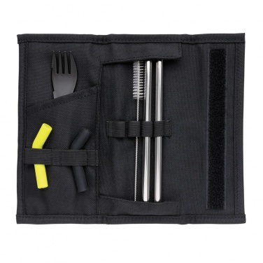 Logo trade business gift photo of: Tierra 2pcs straw and cutlery set in pouch