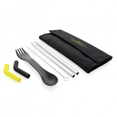 Logo trade promotional merchandise photo of: Tierra 2pcs straw and cutlery set in pouch