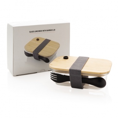 Logo trade promotional merchandise picture of: Glass lunchbox with bamboo lid