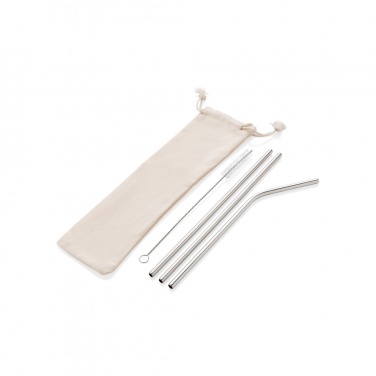 Logo trade promotional giveaways picture of: Reusable stainless steel 3 pcs straw set