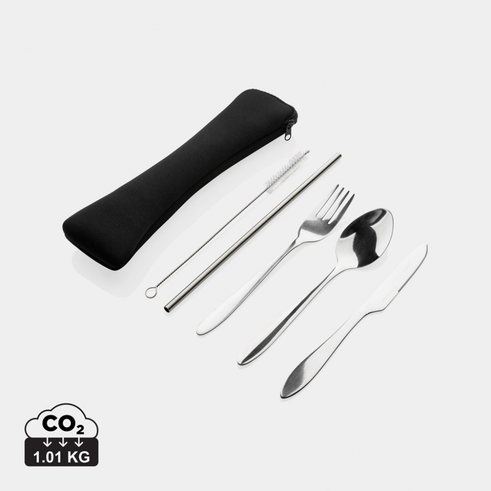 Logo trade promotional gift photo of: 4 PCS stainless steel re-usable cutlery set