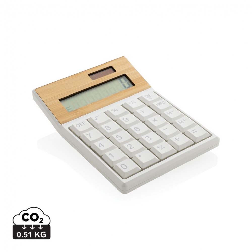 Logo trade promotional merchandise photo of: Utah RCS recycled plastic and  bamboo calculator