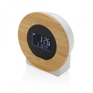 Logo trade promotional giveaways image of: Utah RCS rplastic and bamboo LCD desk clock