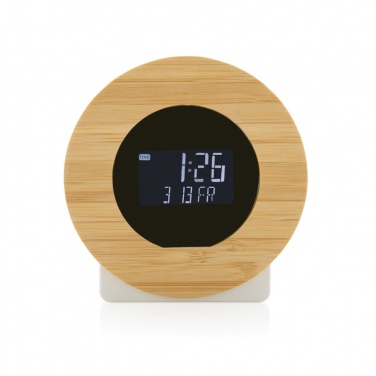 Logotrade promotional item picture of: Utah RCS rplastic and bamboo LCD desk clock