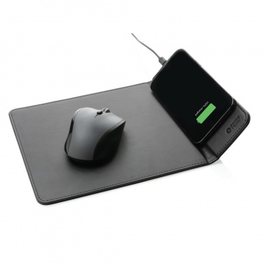 Logo trade promotional product photo of: Swiss Peak RCS recycled PU 10W wireless charging mousepad