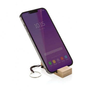 Logotrade promotional item image of: Standkey bamboo keychain phone stand