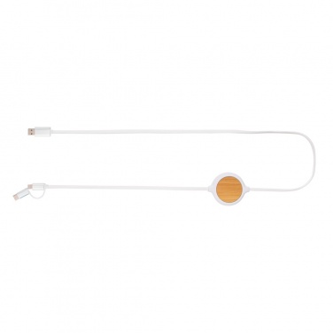 Logotrade corporate gift image of: 3-in-1 cable with 5W bamboo wireless charger