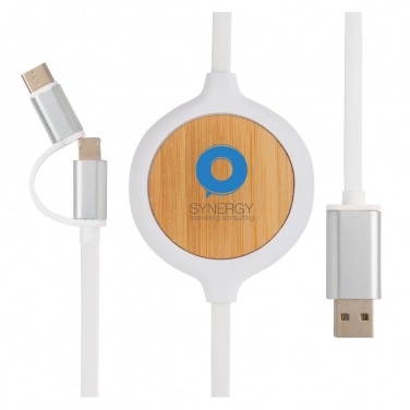 Logotrade promotional giveaways photo of: 3-in-1 cable with 5W bamboo wireless charger