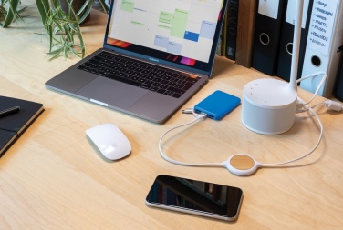 Logotrade corporate gifts photo of: 3-in-1 cable with 5W bamboo wireless charger