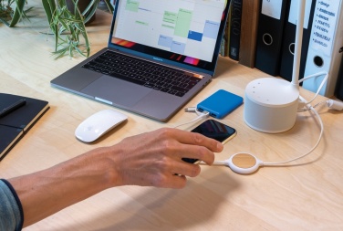 Logo trade advertising products picture of: 3-in-1 cable with 5W bamboo wireless charger