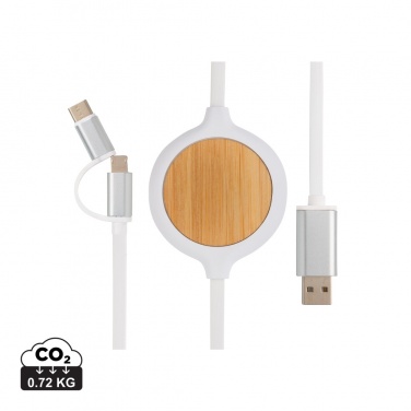 Logotrade promotional item image of: 3-in-1 cable with 5W bamboo wireless charger