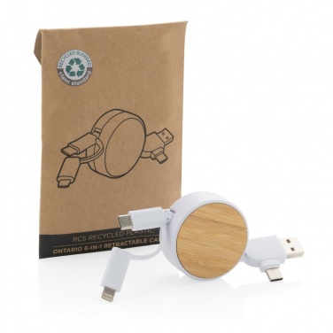 Logotrade promotional giveaway picture of: RCS recycled plastic Ontario 6-in-1 retractable cable