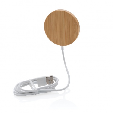 Logo trade promotional items image of: 10W bamboo magnetic wireless charger