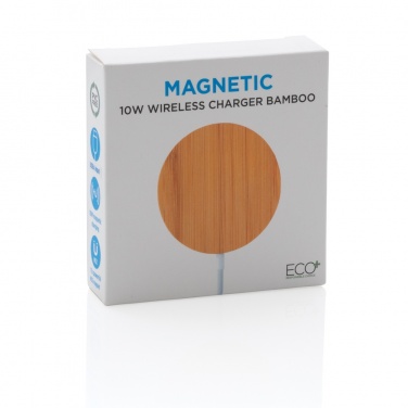 Logo trade promotional giveaways image of: 10W bamboo magnetic wireless charger