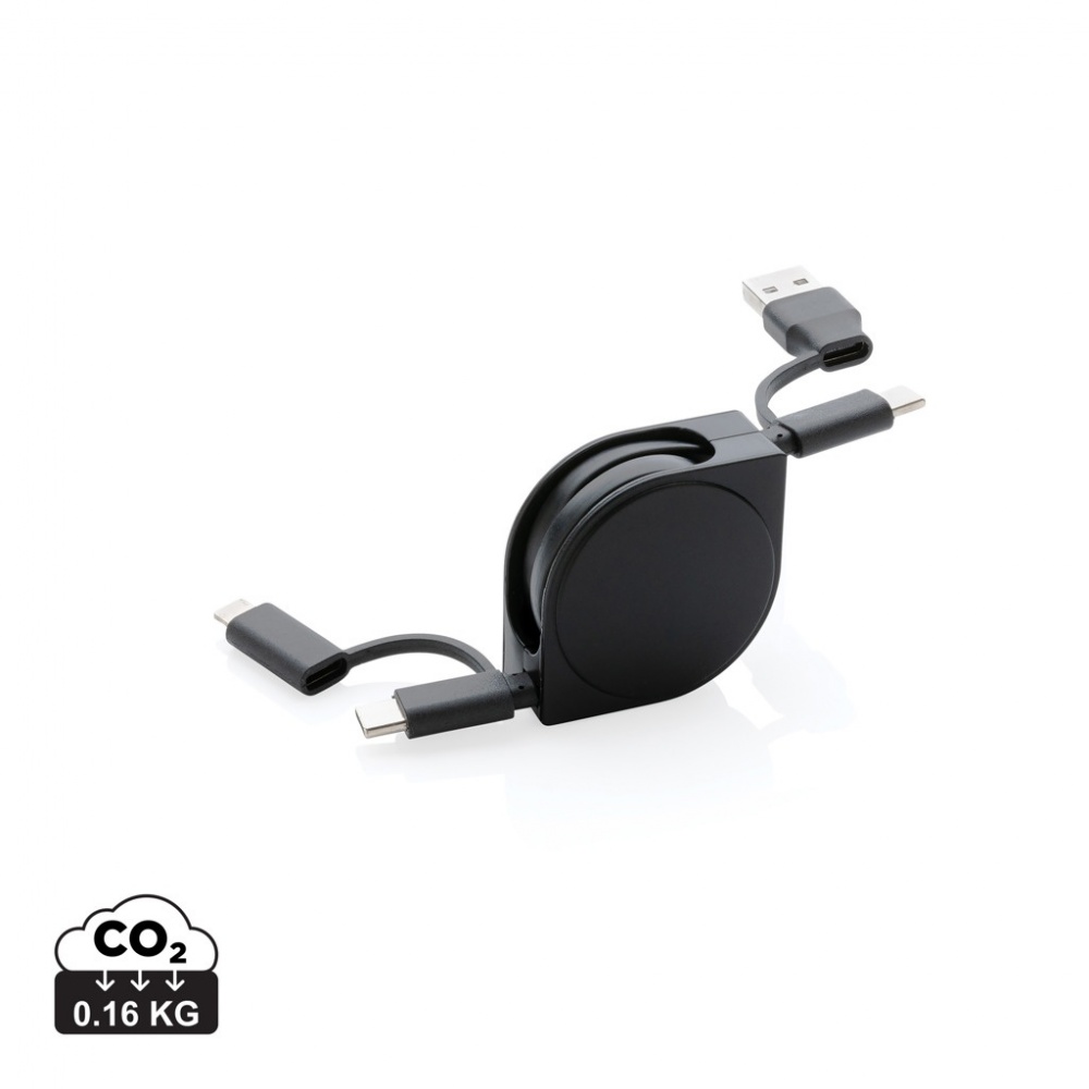 Logo trade promotional products picture of: RCS standard recycled plastic and TPE 6-in-1 cable