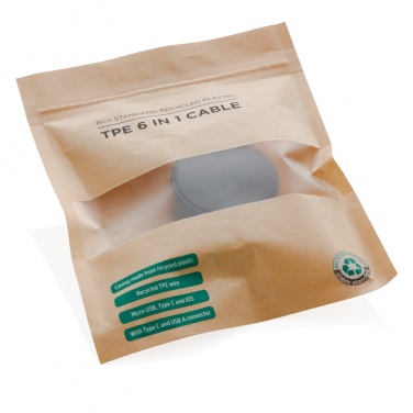 Logo trade promotional gifts image of: RCS standard recycled plastic and TPE 6-in-1 cable