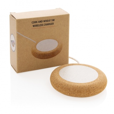 Logo trade promotional giveaways picture of: Cork and Wheat 5W wireless charger